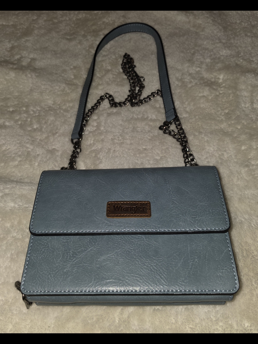 Wrangler Light Blue Crossbody Bag with Chain Strap